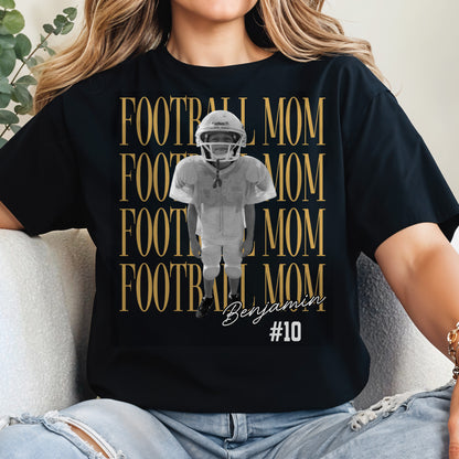 Football Mom Custom Photo T-shirt With Football Player Design - Personalized Custom Unisex T-shirt, Hoodie - FAM1104_BBAS