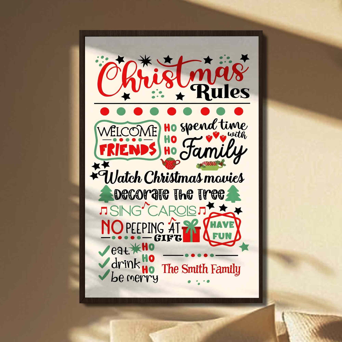 Christmas Rules Spend Time With Family And Decorate The Tree - Personalized Custom Vertical Poster - FAM1137_VPOS