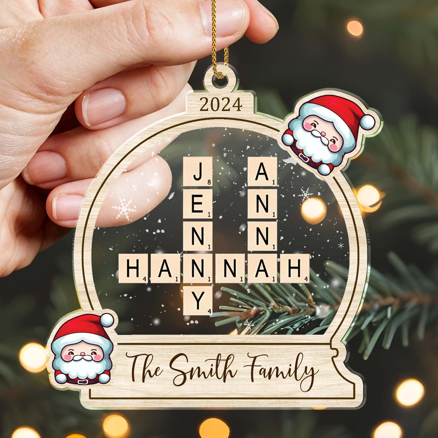 Cherish Family Moments With Gingerbread And Snowflakes - Personalized Custom Acrylic Ornament, Christmas Gift - FAM118_ACO
