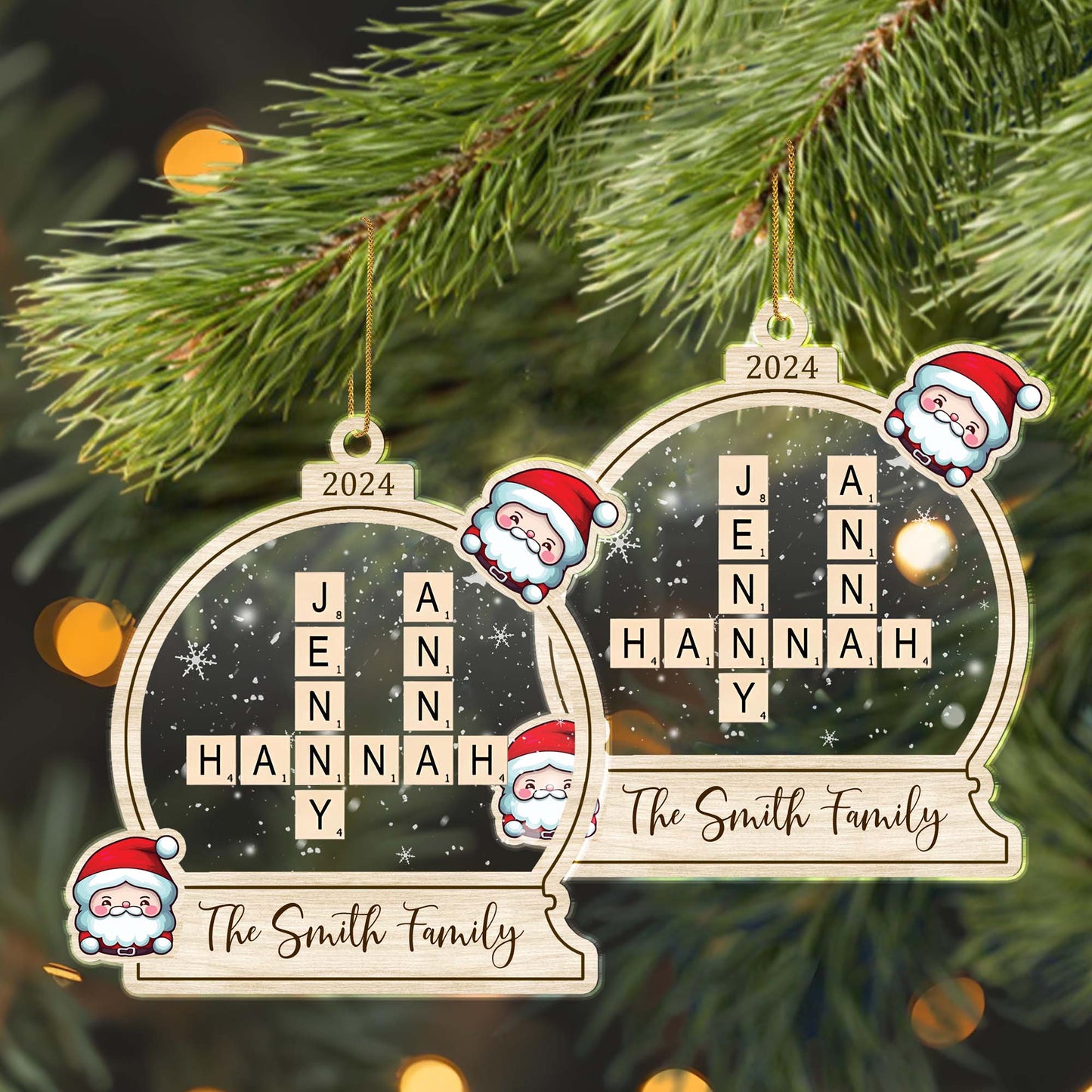 Cherish Family Moments With Gingerbread And Snowflakes - Personalized Custom Acrylic Ornament, Christmas Gift - FAM118_ACO