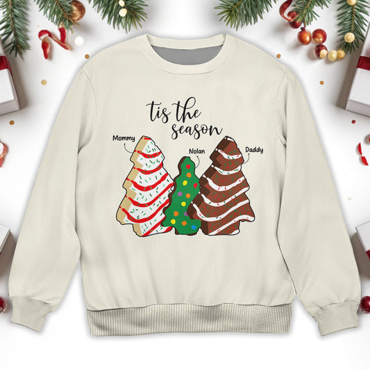 Tis The Season Family Christmas Trees - Personalized Custom Ugly Sweatshirt, Unisex Wool Jumper  - FAM125_TWS