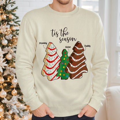 Tis The Season Family Christmas Trees - Personalized Custom Ugly Sweatshirt, Unisex Wool Jumper  - FAM125_TWS