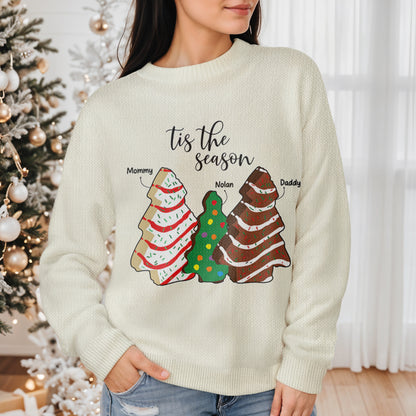 Tis The Season Family Christmas Trees - Personalized Custom Ugly Sweatshirt, Unisex Wool Jumper  - FAM125_TWS
