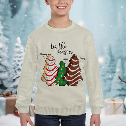 Tis The Season Family Christmas Trees - Personalized Custom Ugly Sweatshirt, Unisex Wool Jumper  - FAM125_TWS