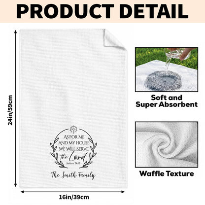 As For Me And My House We Will Serve The Lord Cross Wreath - Personalized Kitchen Towel - FAM1419_TOWL