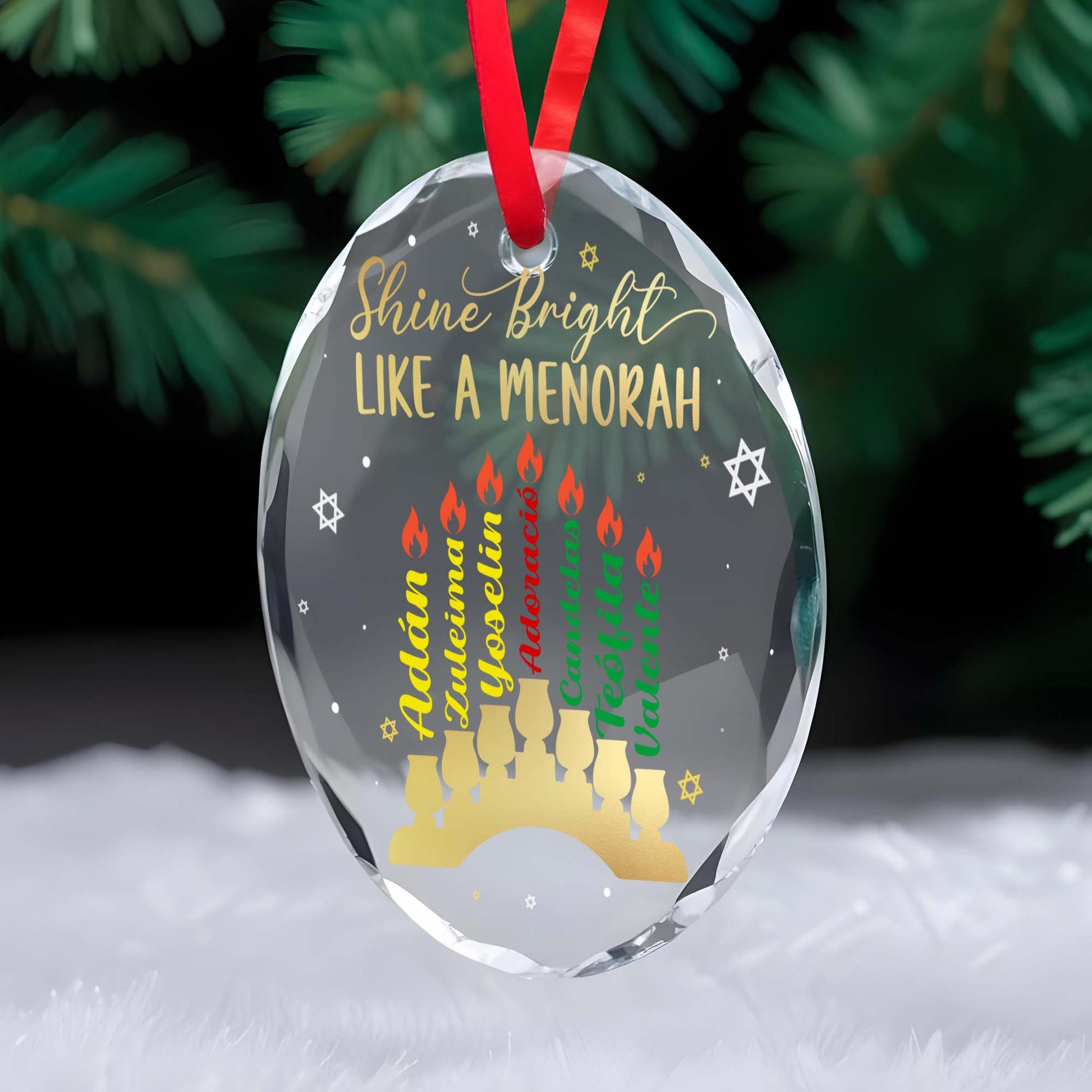 Shine Bright Like A Menorah Circle Glass Ornament