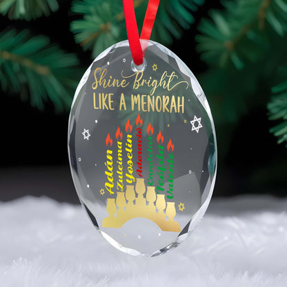 Shine Bright Like A Menorah Circle Glass Ornament