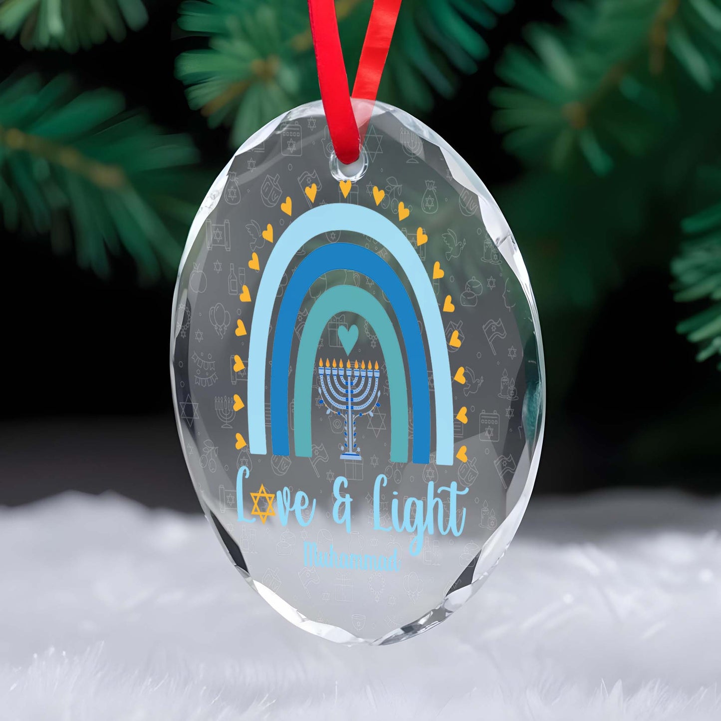 Love And Light With Rainbow And Menorah Design