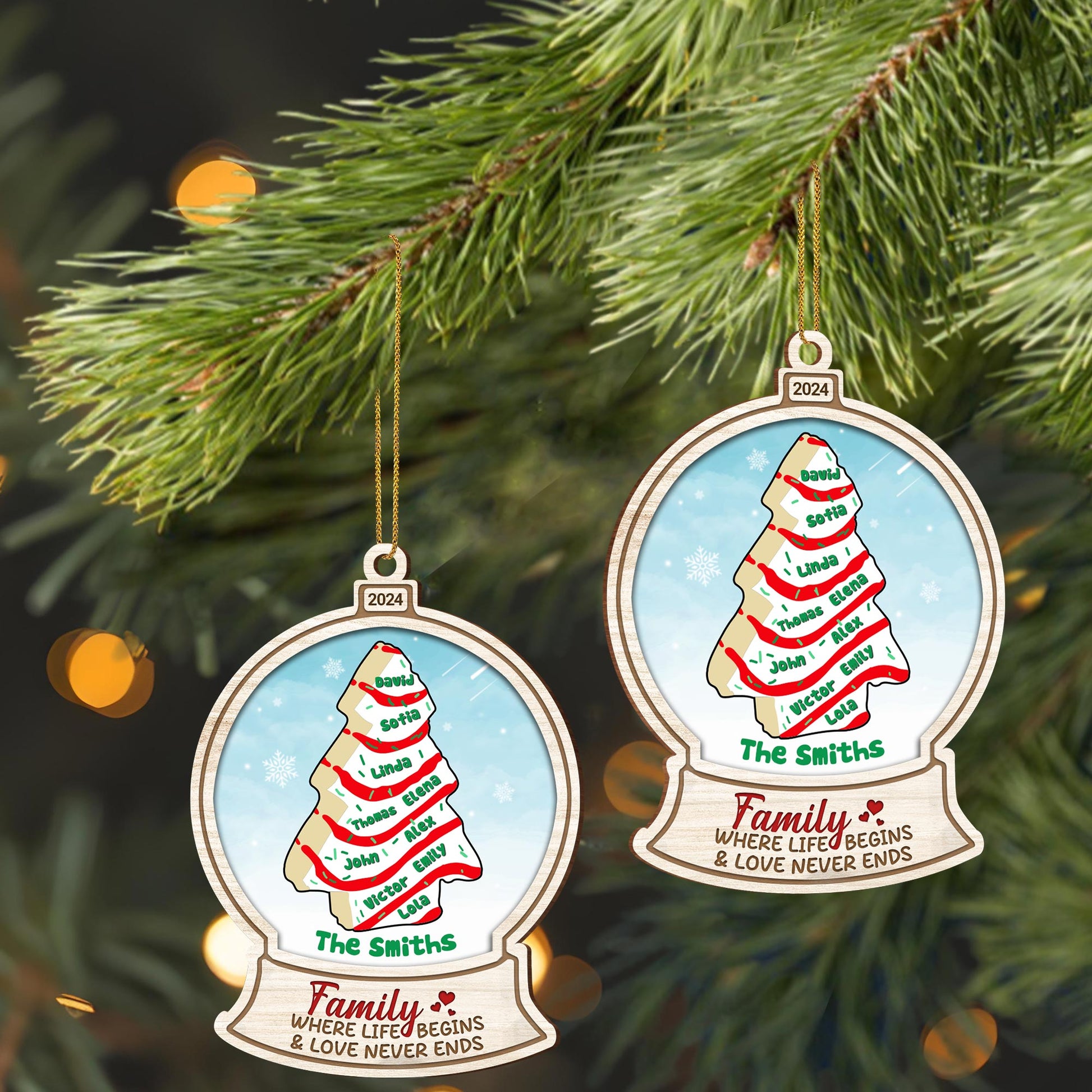 Family Where Life Begins And Love Never Ends Christmas Tree Ornament