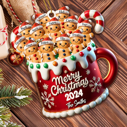 Merry Christmas Festive Family Gingerbread Ornament