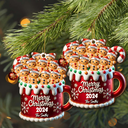 Merry Christmas Festive Family Gingerbread Ornament