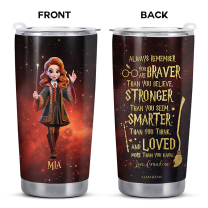 Braver, Stronger, Smarter, Loved, Inspirational Quote With Magical Girl
