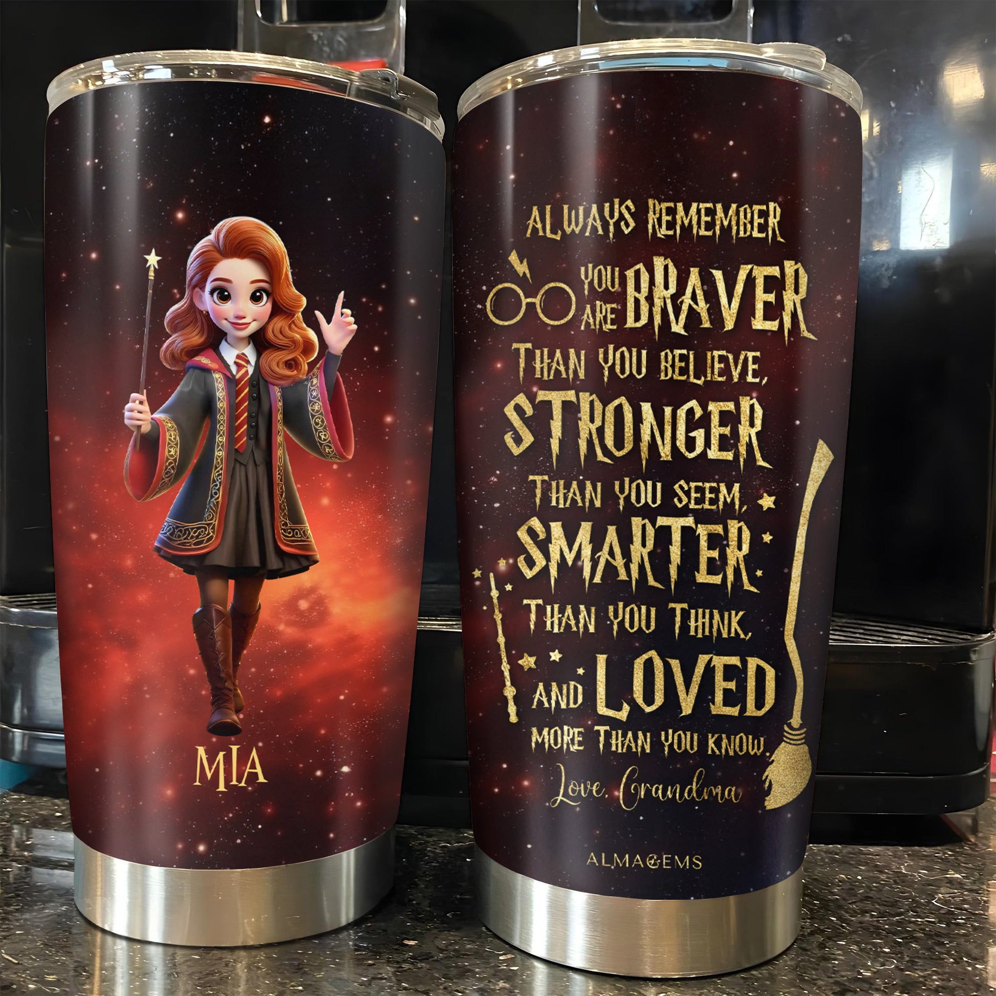 Braver, Stronger, Smarter, Loved, Inspirational Quote With Magical Girl