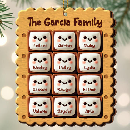 Smiling Cookies Christmas Family Ornament - Personalized Custom Wood Ornament, Custom Shaped - FAM202_WDO