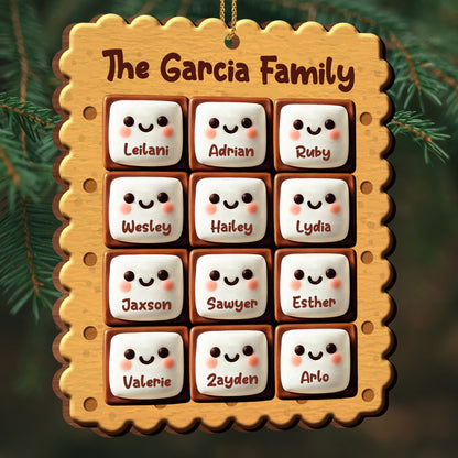 Smiling Cookies Christmas Family Ornament - Personalized Custom Wood Ornament, Custom Shaped - FAM202_WDO