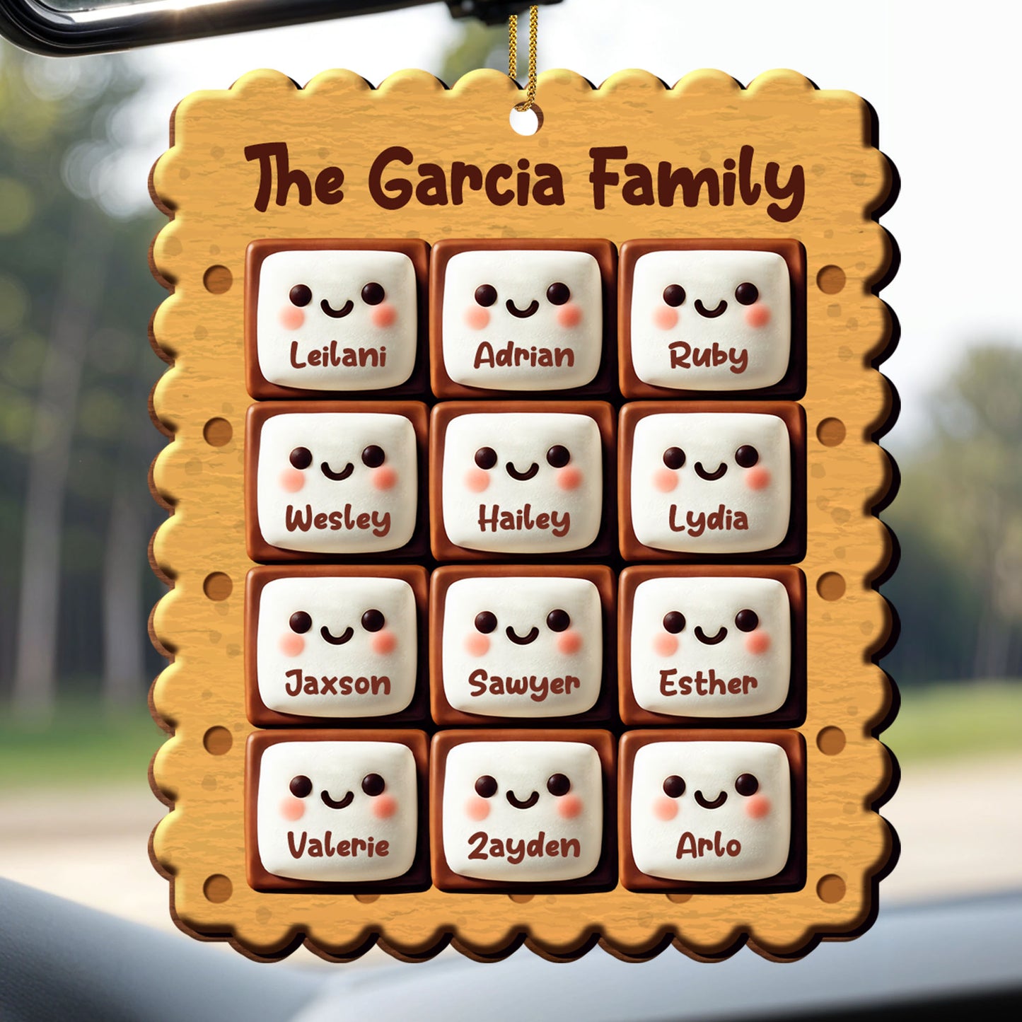 Smiling Cookies Christmas Family Ornament - Personalized Custom Wood Ornament, Custom Shaped - FAM202_WDO