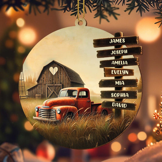 Custom Wooden Sign Posts With Old Truck And Barn