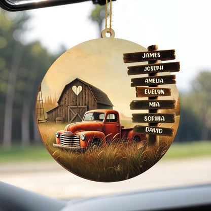 Custom Wooden Sign Posts With Old Truck And Barn