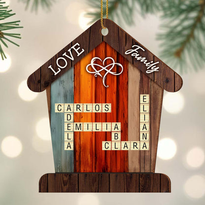 Love and Family Wooden House Ornament