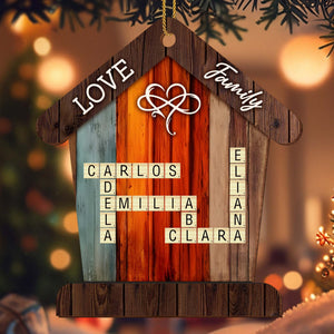 Love and Family Wooden House Ornament