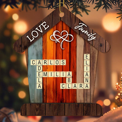 Love and Family Wooden House Ornament