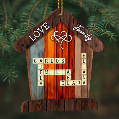 Love and Family Wooden House Ornament