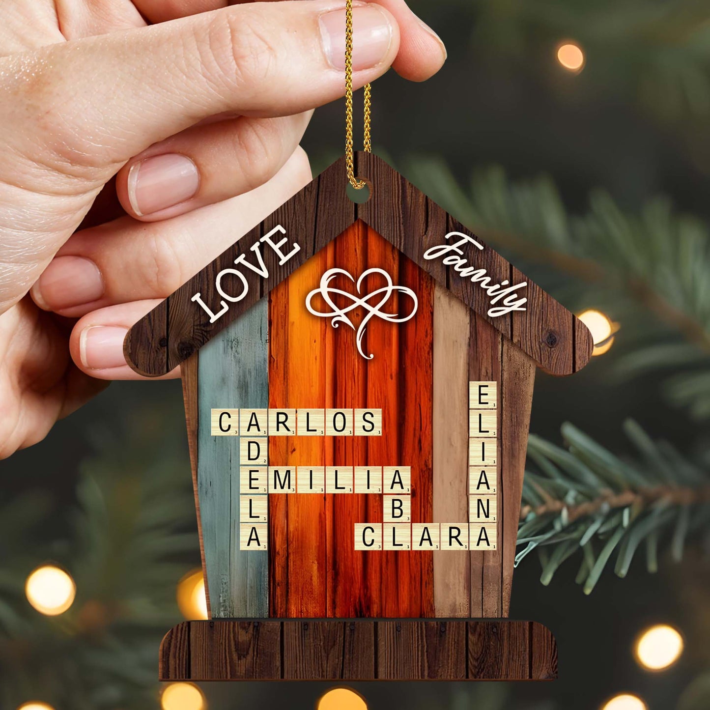 Love and Family Wooden House Ornament