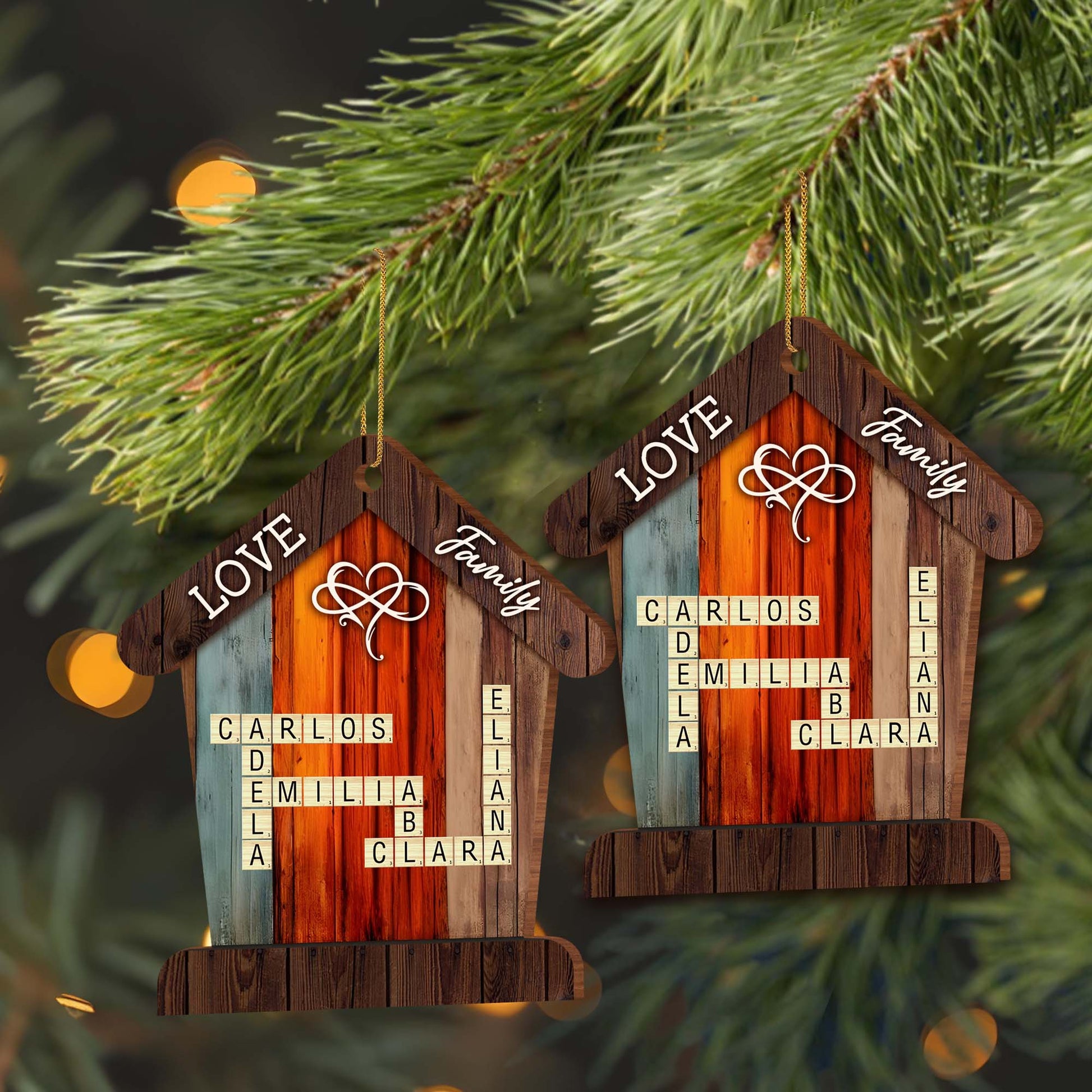 Love and Family Wooden House Ornament