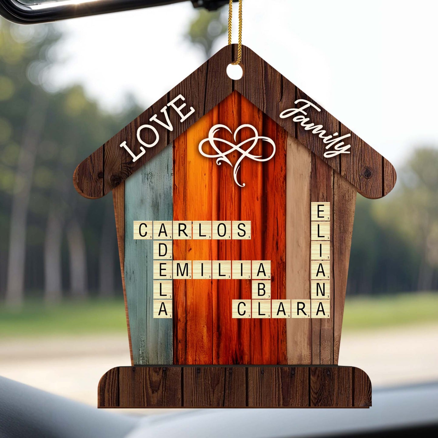 Love and Family Wooden House Ornament
