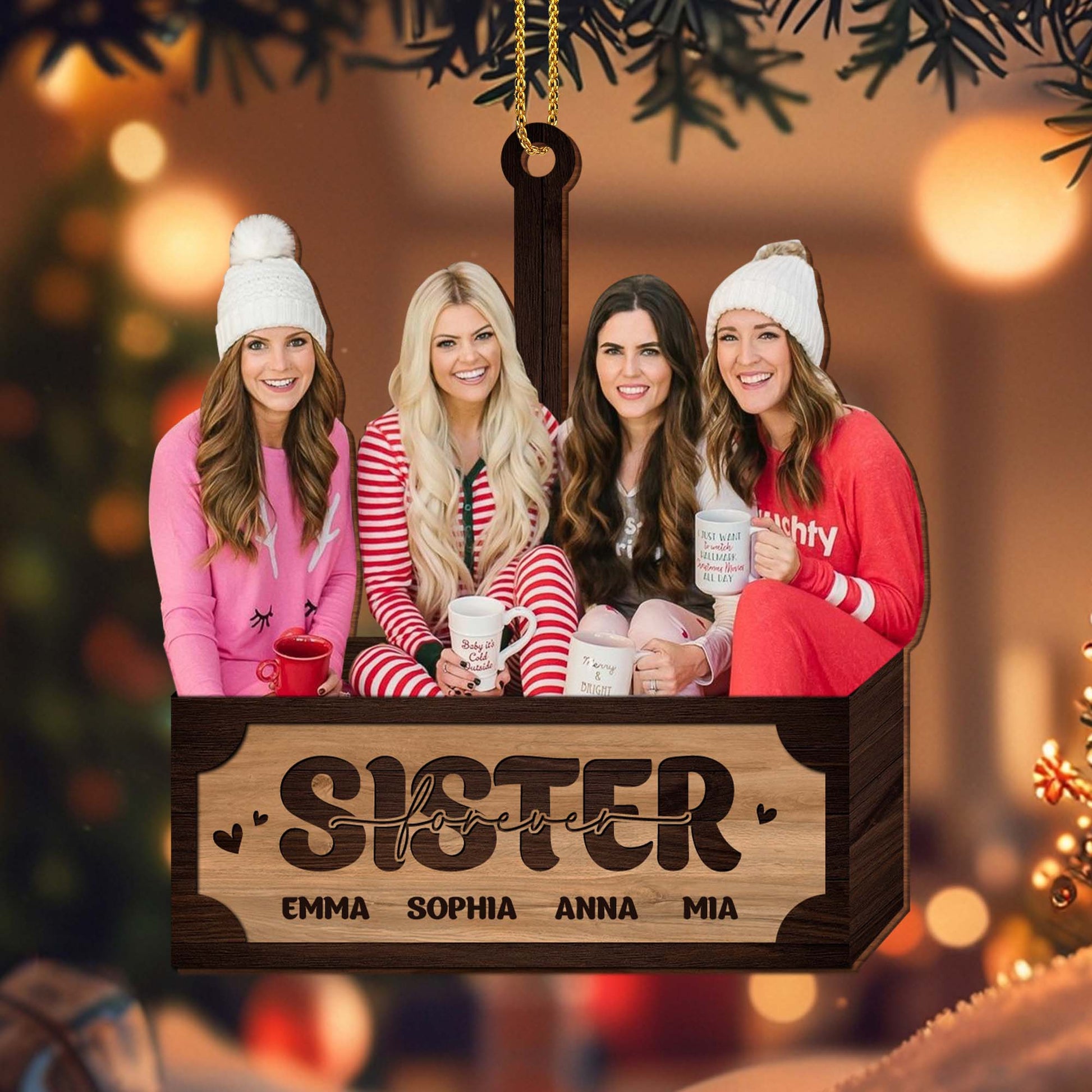 Sisters Forever With Hearts Design