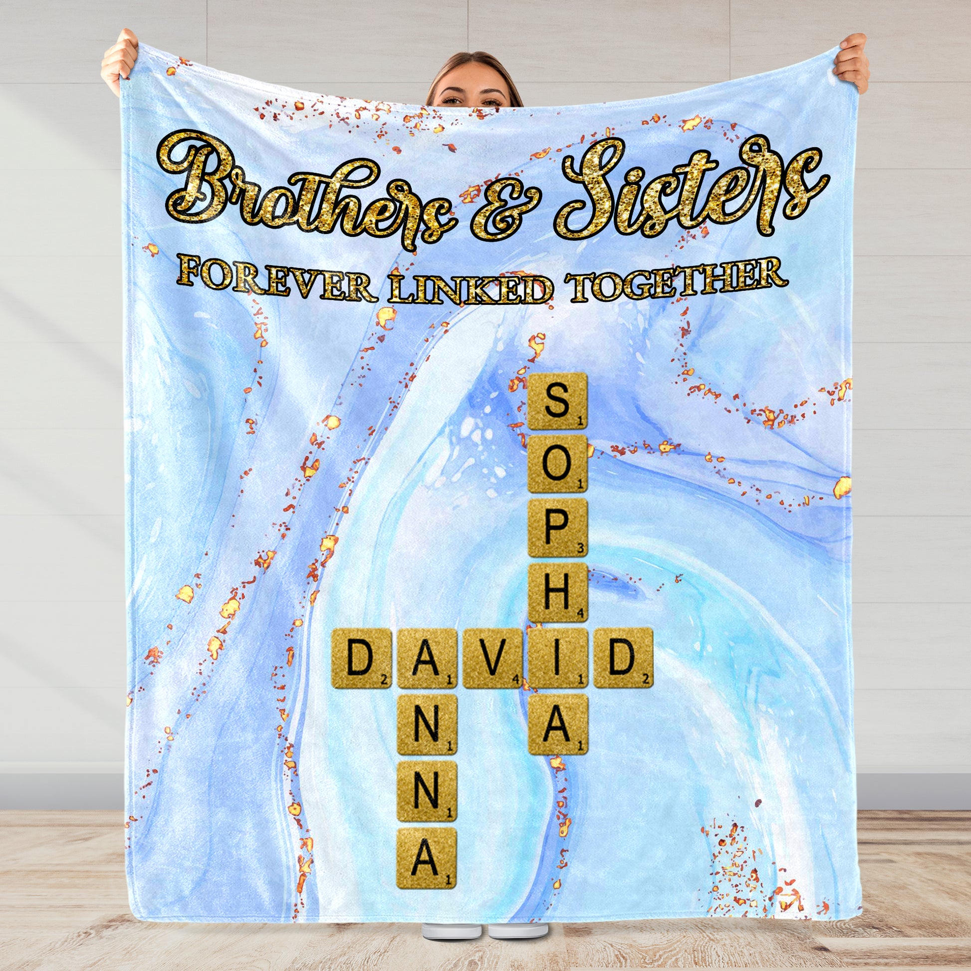 Brothers & Sisters Forever Linked Together With Scrabble Design