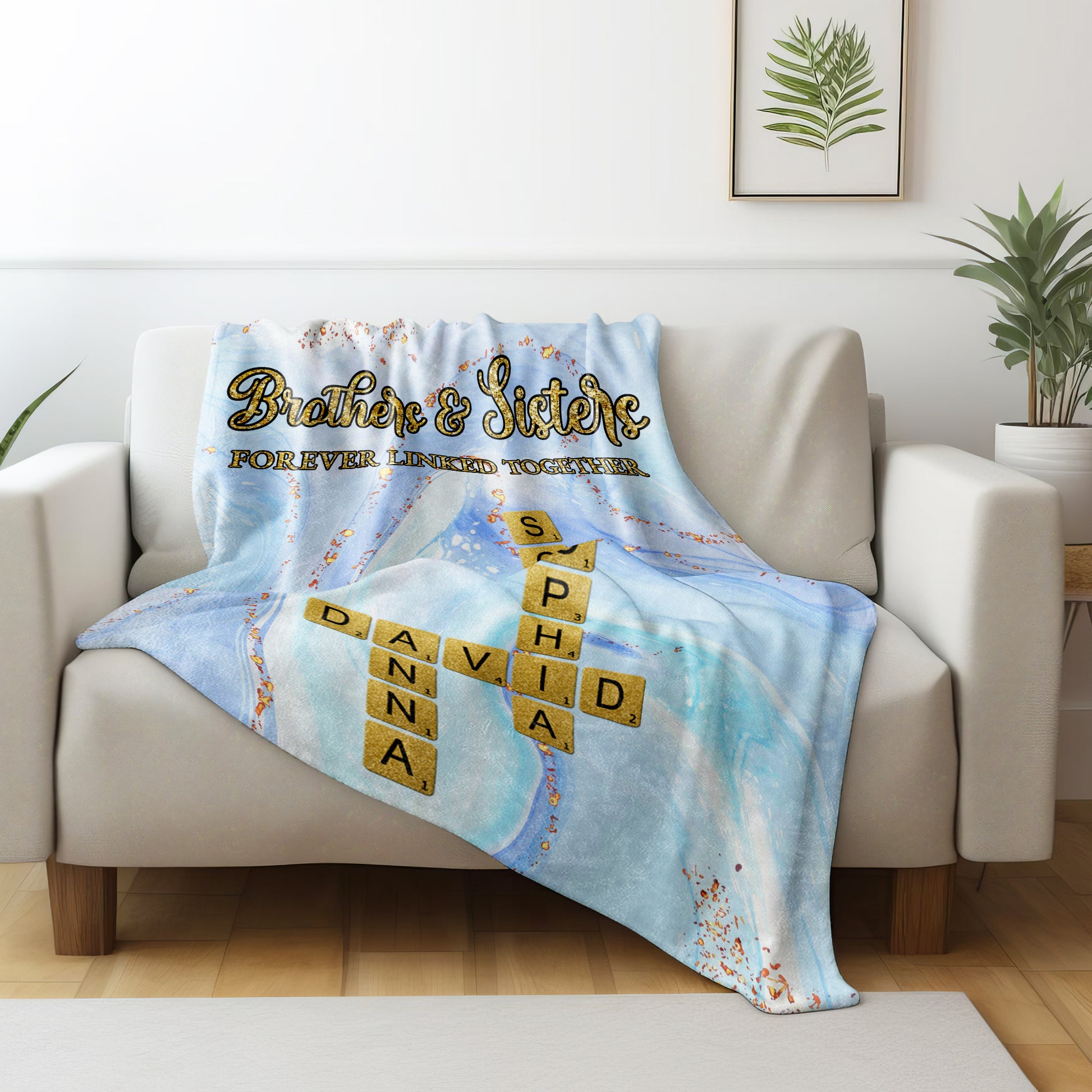 Brothers & Sisters Forever Linked Together With Scrabble Design