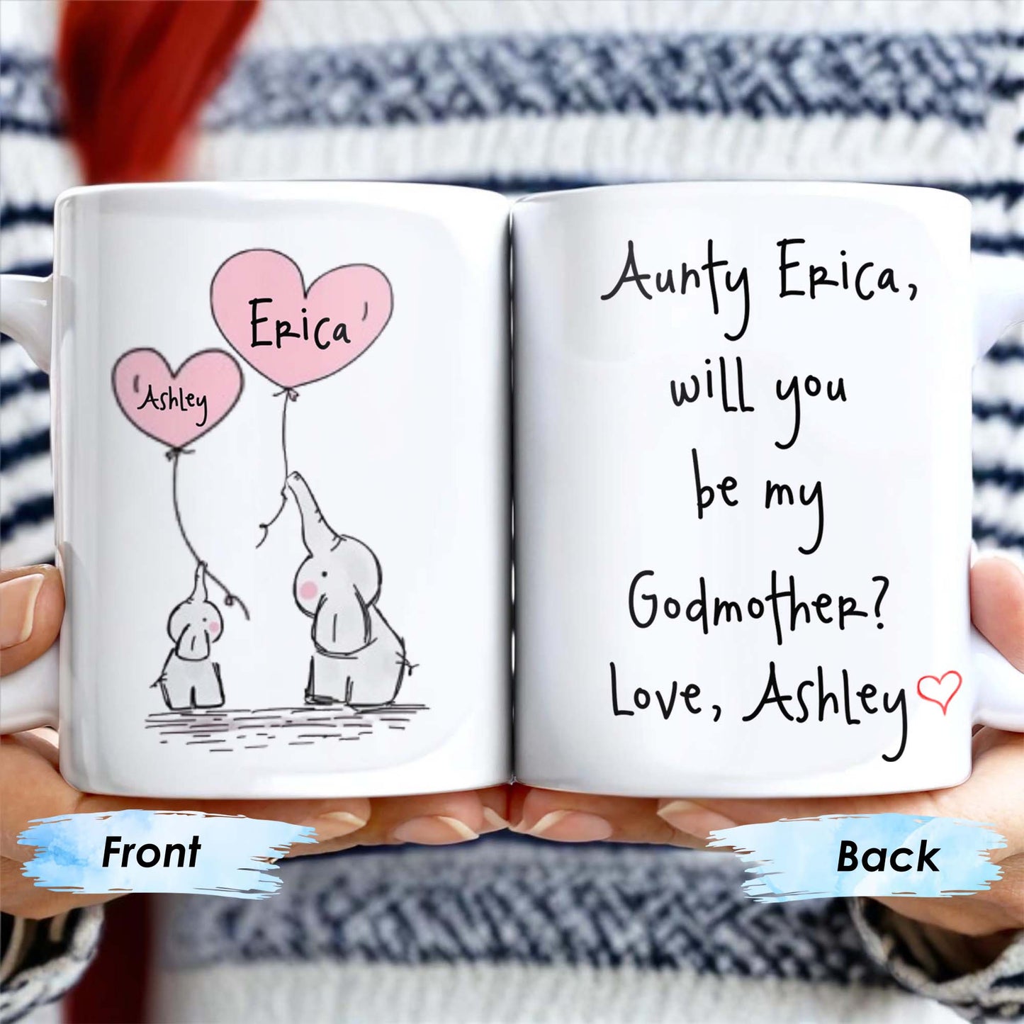 Elephant Design Will You Be My Godmother Love Custom Name
