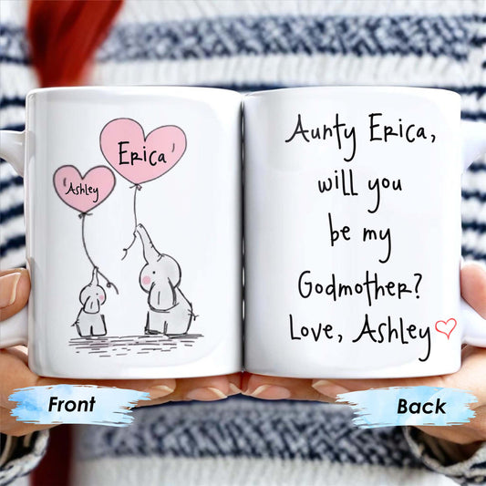 Elephant Design Will You Be My Godmother Love Custom Name