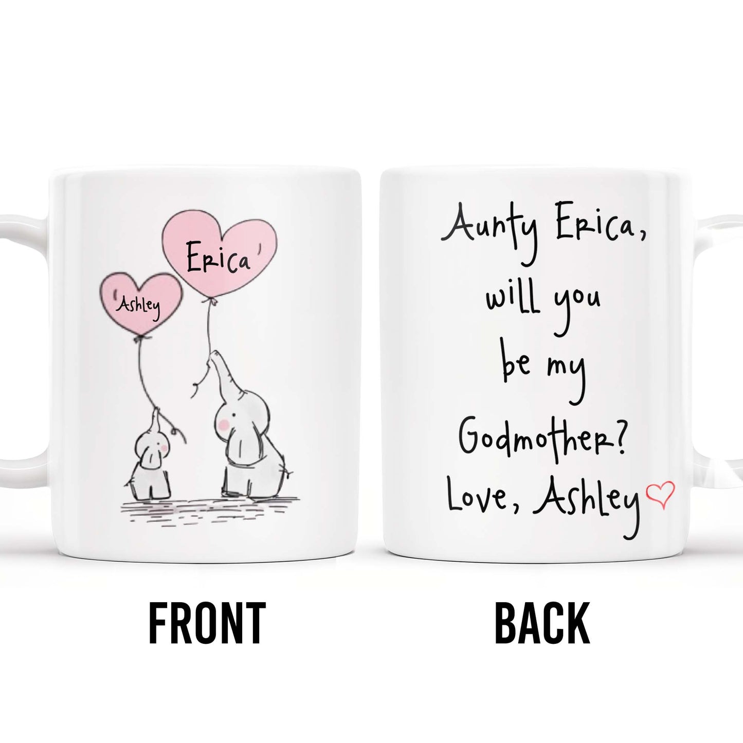 Elephant Design Will You Be My Godmother Love Custom Name