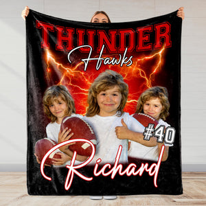 Thunder Hawks Team Spirit Personalized Sports Blanket