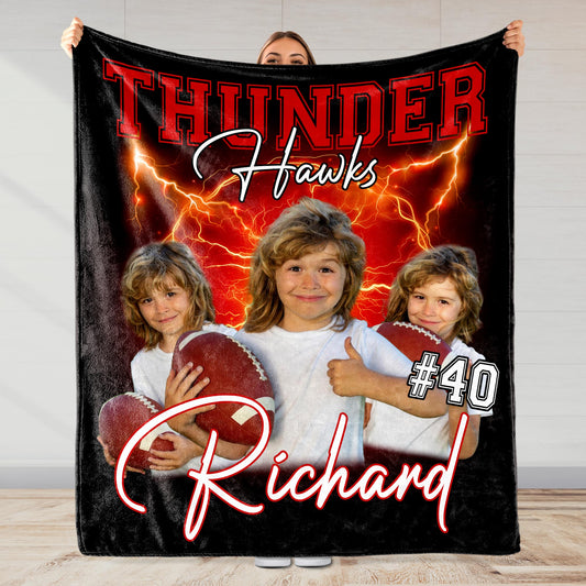 Thunder Hawks Team Spirit Personalized Sports Blanket