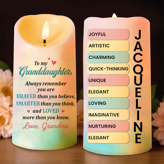 To My Granddaughter Braver Smarter Loved Candle