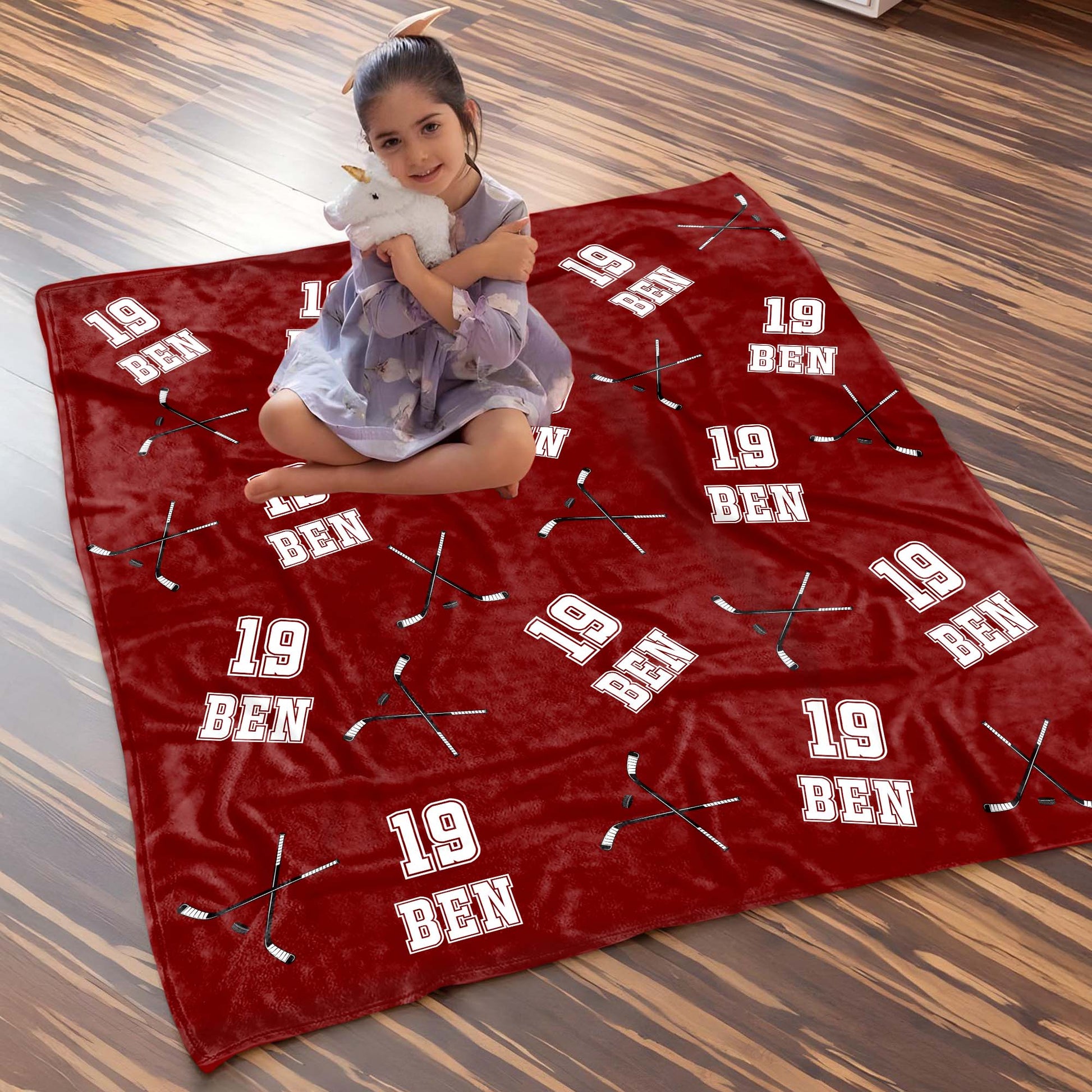 Custom Hockey Sticks And Year Blanket