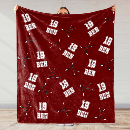 Custom Hockey Sticks And Year Blanket