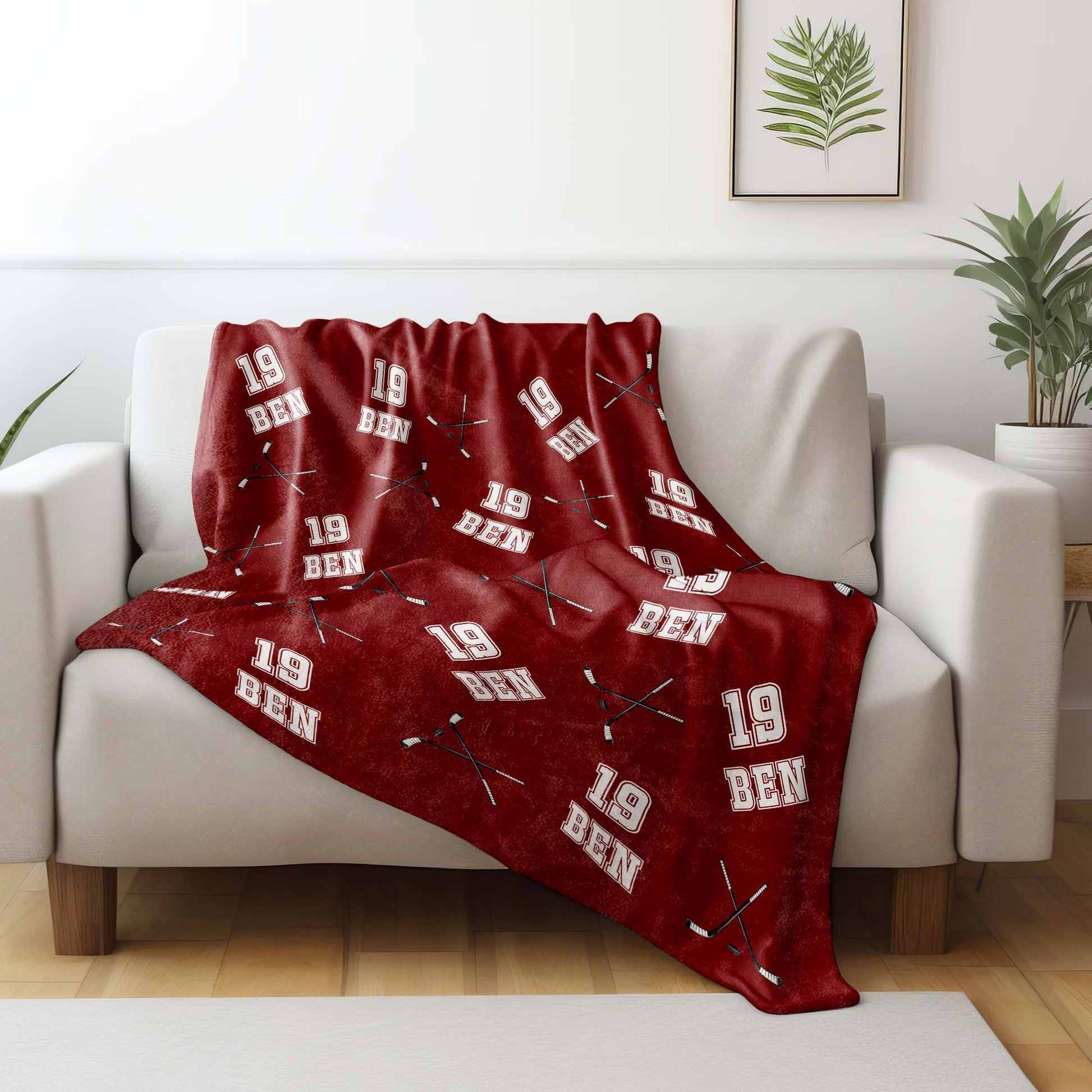 Custom Hockey Sticks And Year Blanket