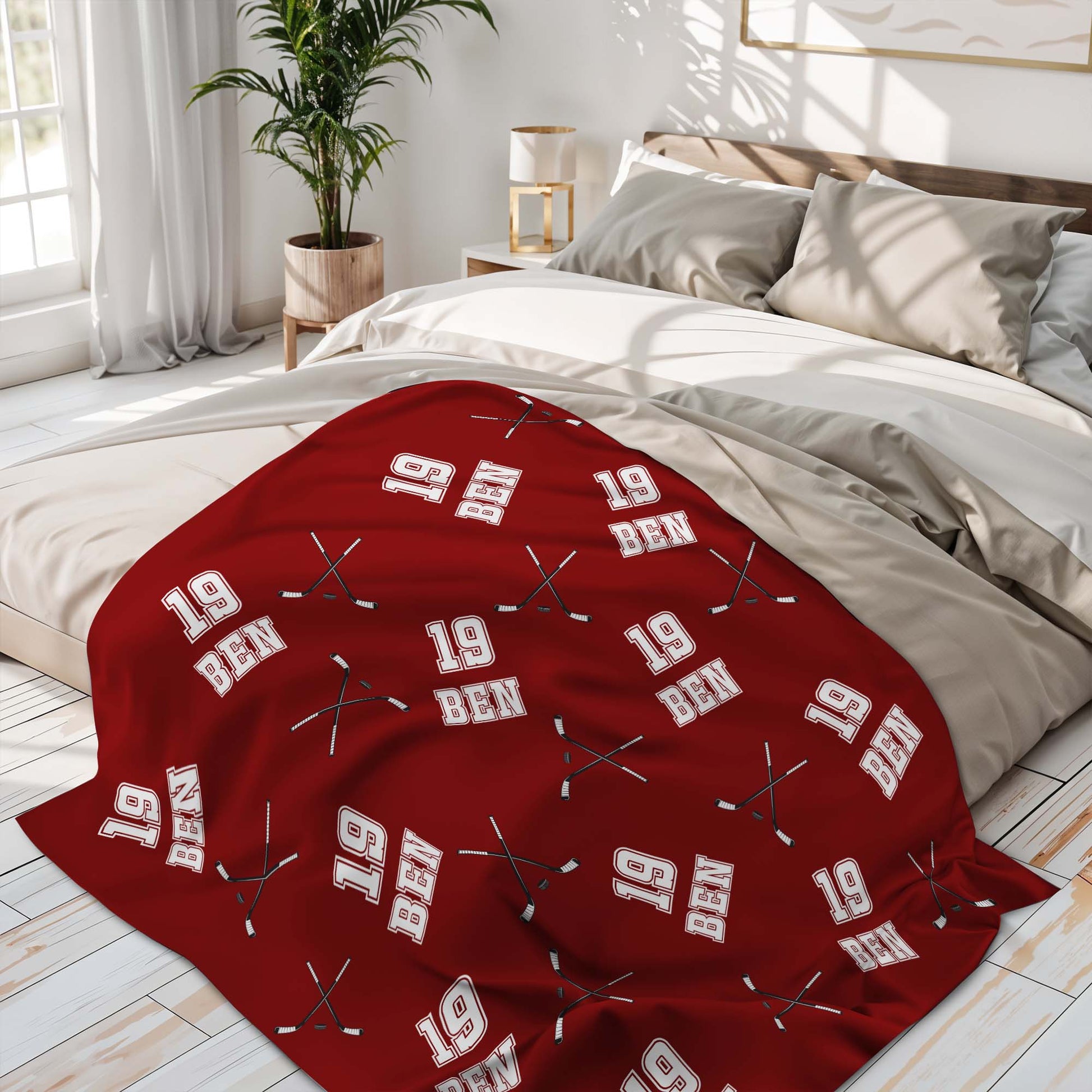Custom Hockey Sticks And Year Blanket