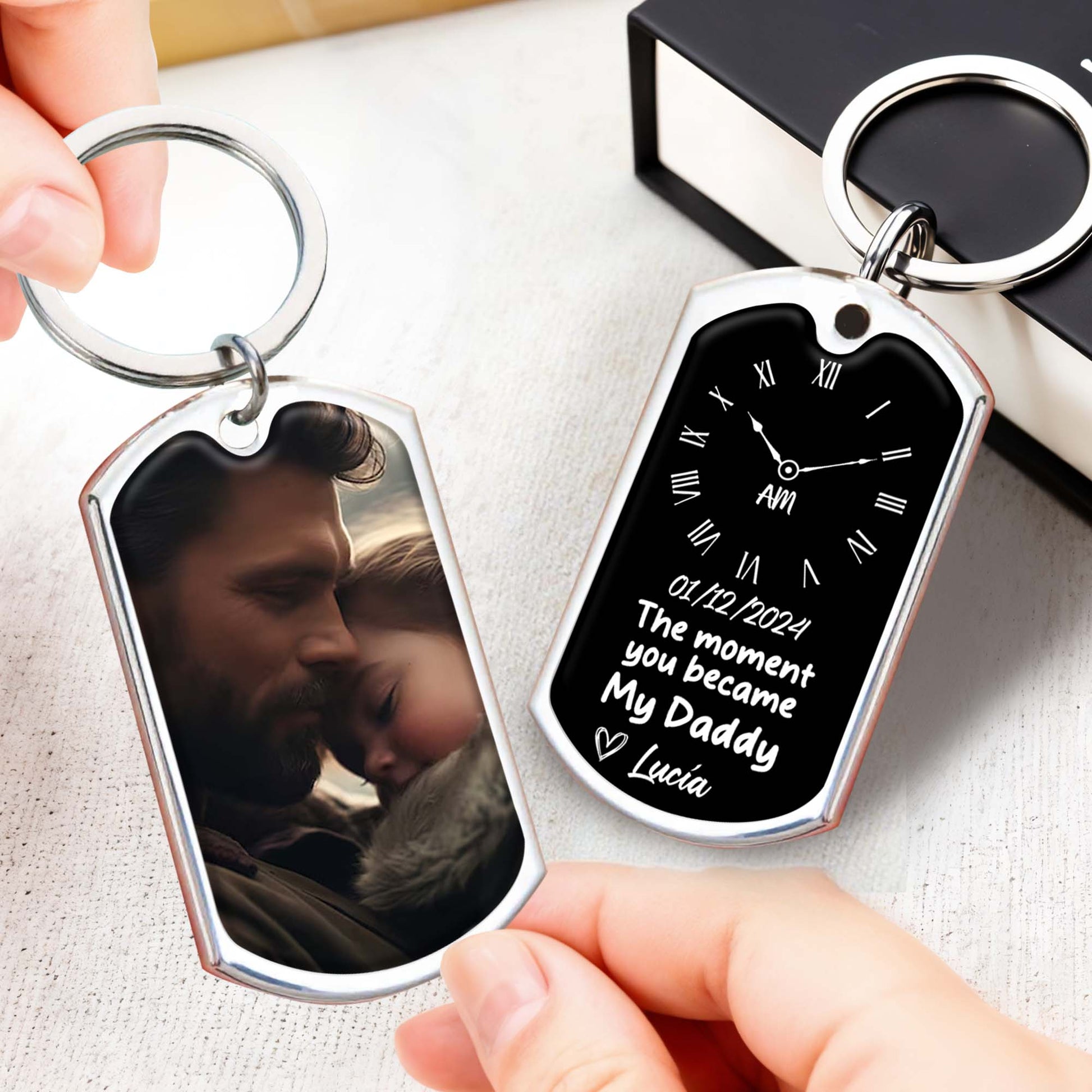 The Moment You Became My Daddy Keychain