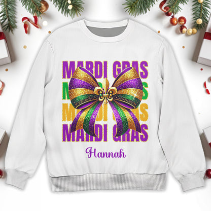 Celebrate Mardi Gras With Festive Bow Sweatshirt