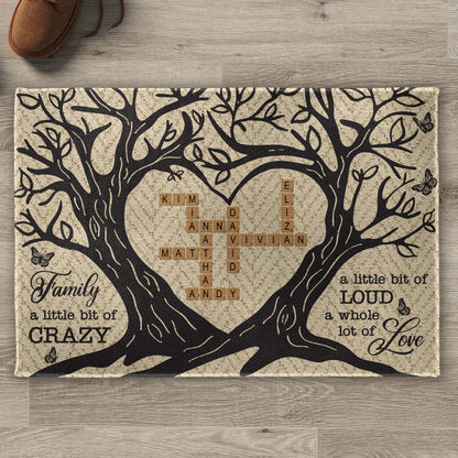 Family A Little Bit of Crazy Loud & Whole Lot of Love Tree Design - Personalized Custom Doormat - FAM269_DRM