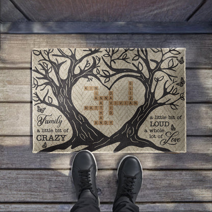 Family A Little Bit of Crazy Loud & Whole Lot of Love Tree Design - Personalized Custom Doormat - FAM269_DRM