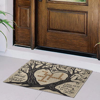 Family A Little Bit of Crazy Loud & Whole Lot of Love Tree Design - Personalized Custom Doormat - FAM269_DRM
