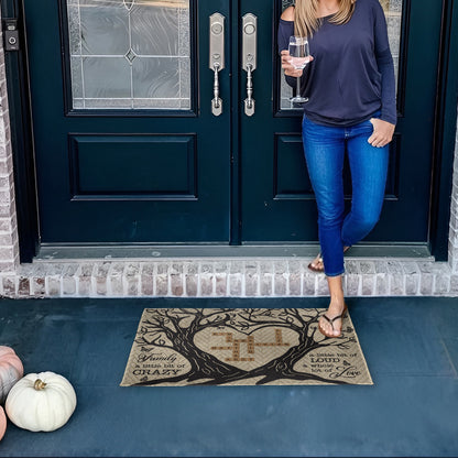 Family A Little Bit of Crazy Loud & Whole Lot of Love Tree Design - Personalized Custom Doormat - FAM269_DRM