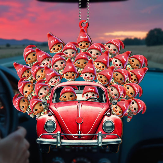 Customizable Red Cap Faces Car Ornament
