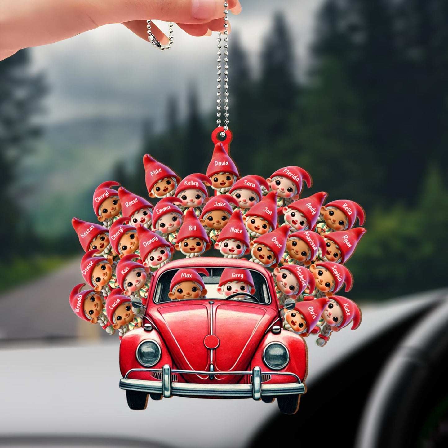 Customizable Red Cap Faces Car Ornament